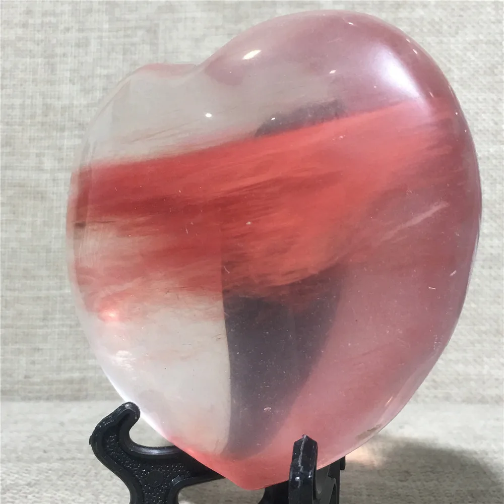 

Red Smelting Quartz Crystal Positive Energy Reiki Point Home Furnishing Decoration Treatment GemStone Healing Ornament Heart