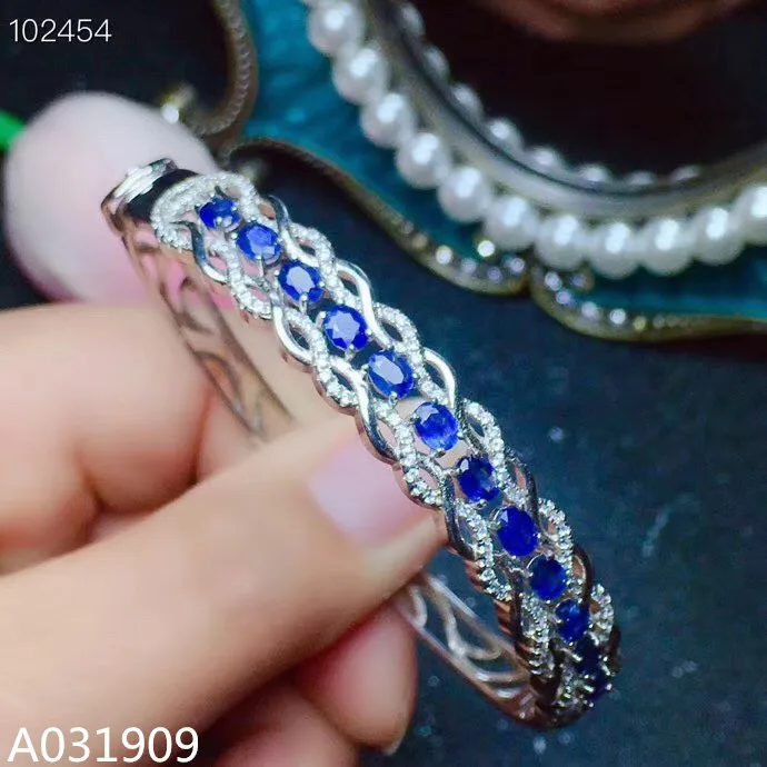

KJJEAXCMY boutique jewelry 925 sterling silver inlaid Natural sapphire Female bracelet support detection exquisite