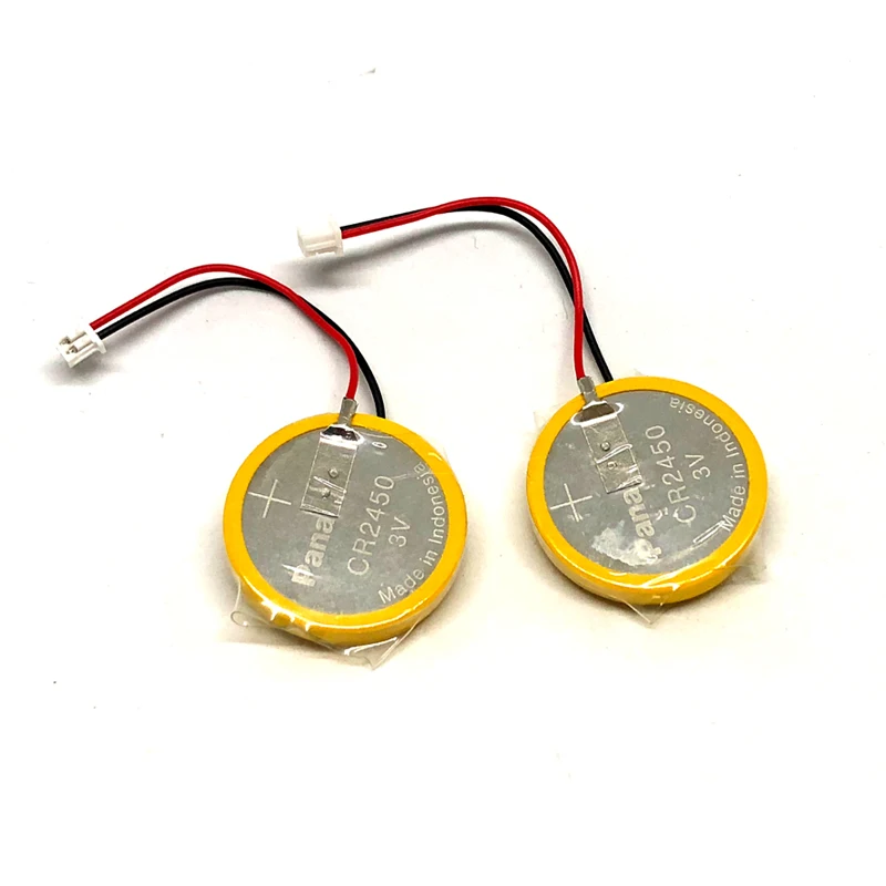 

4pcs/lot Panasonic CR2450 battery with solder pin plug wire bonders CR 2450 3V AFPX-BATT FP-X Series PLC Batteries Cell