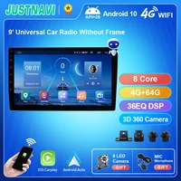 justnavi 9 inch universal car radio multimedia player auto car stereo gps navigation android 10 0 with hd 360 camera carplay dsp