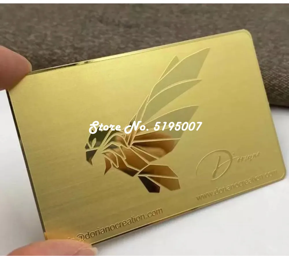 Custom engraved mirror craft stainless steel metal business cards with logo