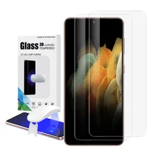 Screen Protector with Fingerprint Unlock for Samsung Galaxy S21 S21+ S21Ultra 5GUV Glass Film Full Cover 3DCurved Tempered Glass