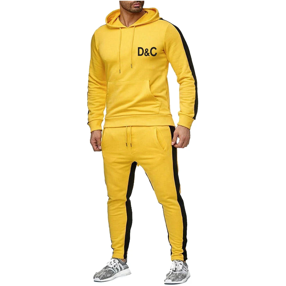 

Men Sets Tracksuit Hoodie+Pants Stripe Fashion Casual Outdoor Sports Jogging Fitness Sportswear Men Sweatshirt Suit