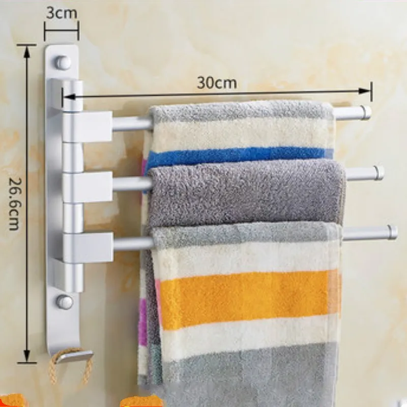 Вешалка для полотенец может вращаться без перфорации алюминиевая Золотая