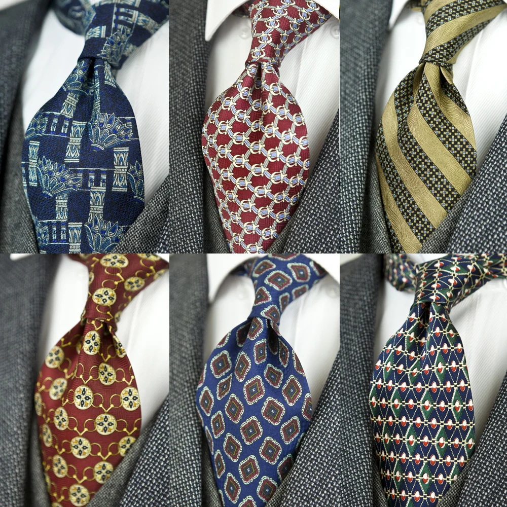 

10CM Vintage Printing Ties Men's Neckties Silk Pattern Abstract Geometric Character Multicolor Handmade