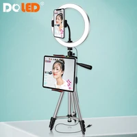 doled 10 led ring light lamp with tripod phone tablet holder for selfie video photo studio photographic lighting live stream