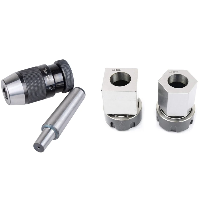 

1 Set MT3 B16 Keyless Drill Chuck Self Tighten Shank Drill Chuck & 1 Set ER32 Collet Chucks Block Set