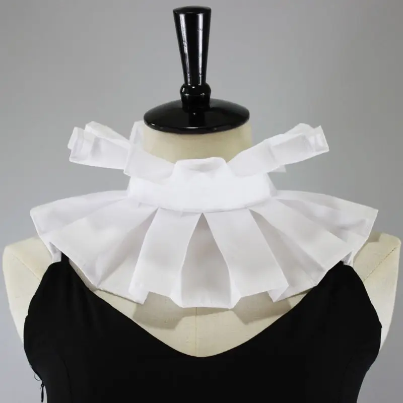 

2020 Womens Vintage Renaissance Cotton Ruffle Fake Collar Victorian White Neck Ruff
