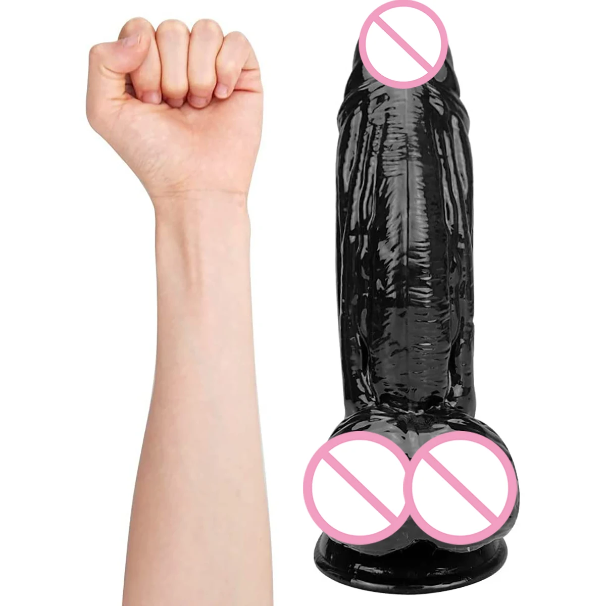 Огромный черный фаллоимитатор с мощной присоской для анальной игры взрослых