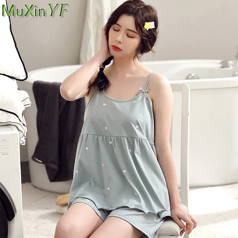 Pajamas 2022 New Sexy Suspender Shorts Pijamas Suit Women's Cotton Sleepwear Two-Piece Girl Cute Casual Pyjamas Homewear Set