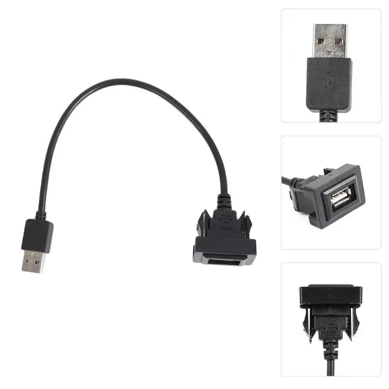 Черный Удлинительный кабель с USB портом для автомобильного приборной панели со