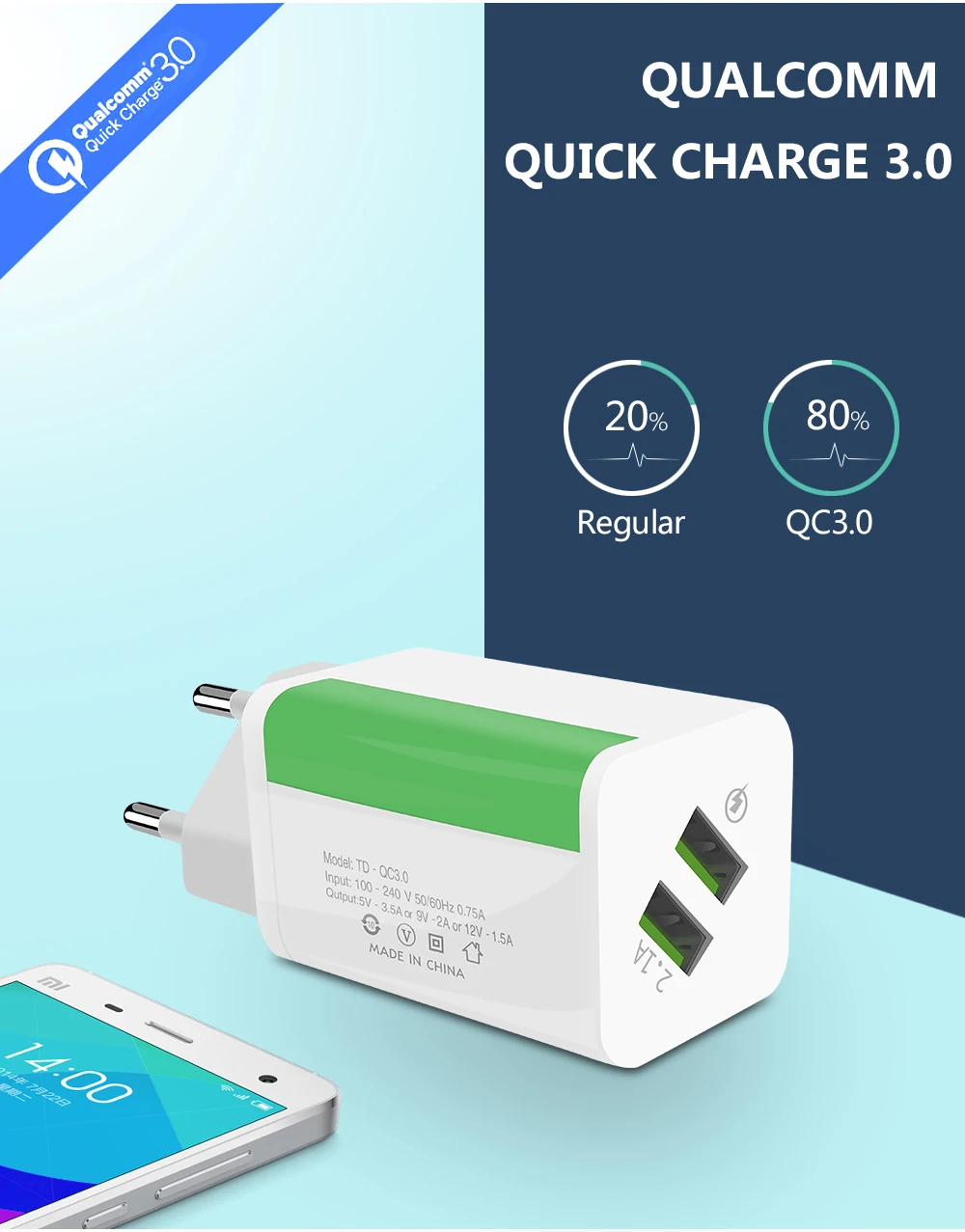 USB-Зарядное устройство Dual 2 порта штепсельная вилка европейского стандарта, 5 В/2A дорожный настенный адаптер Светодиодный светильник USB ЗУ для мобильного телефона для Xiaomi huawei samsung LG iphone