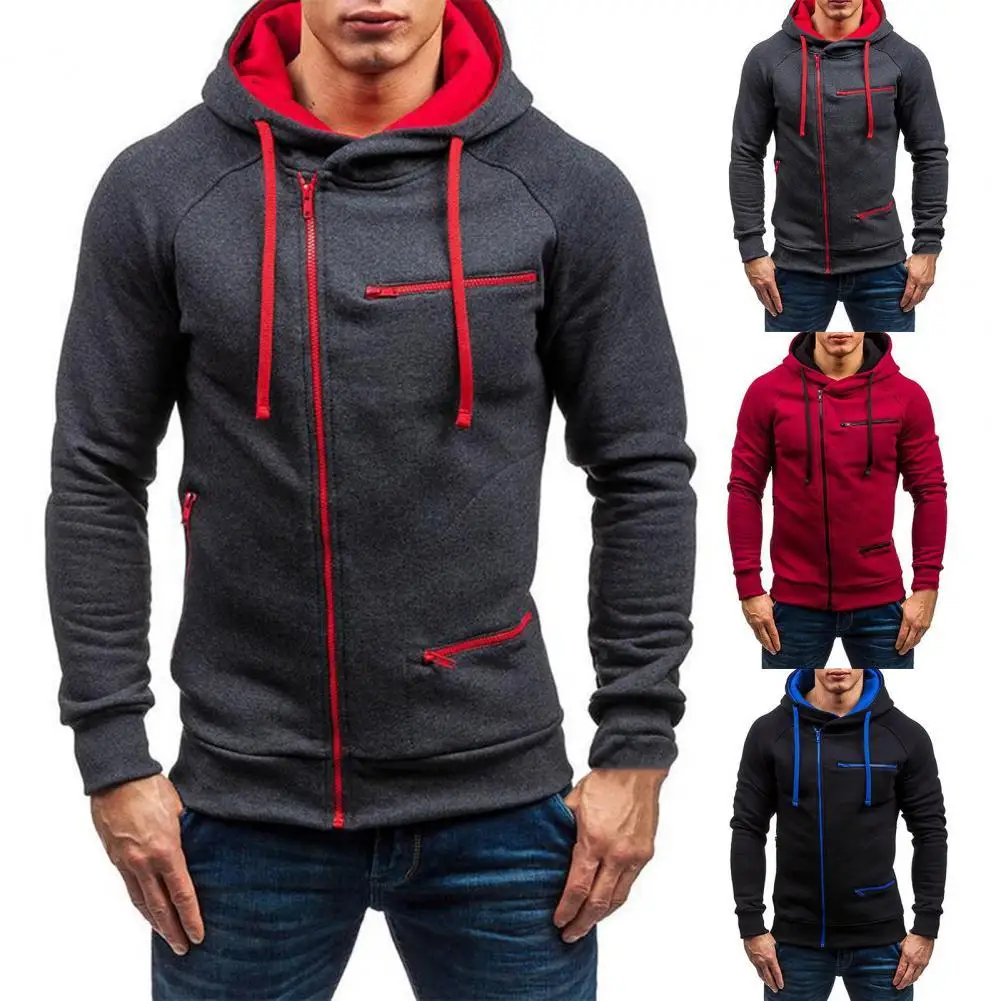 

Sweatshirt Long Sleeve Great Drawstring Contrast Colors Male Sweatshirt