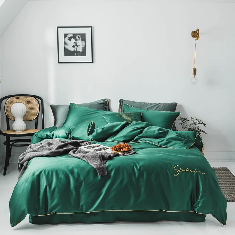 

Western Wedding Bedding Sets Jacquard cotton Wedding Set 4pcs Bedclothes 1 Quilt Cover 1 Bed-clothe 2 Pillow Cases Queen King
