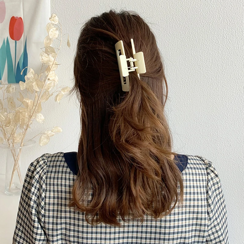 

Elegant Temperament Women Claw Hair Clip Plastic Solid Color Multi-function Shark Clip Vintage Hair Clip Hair Accessories
