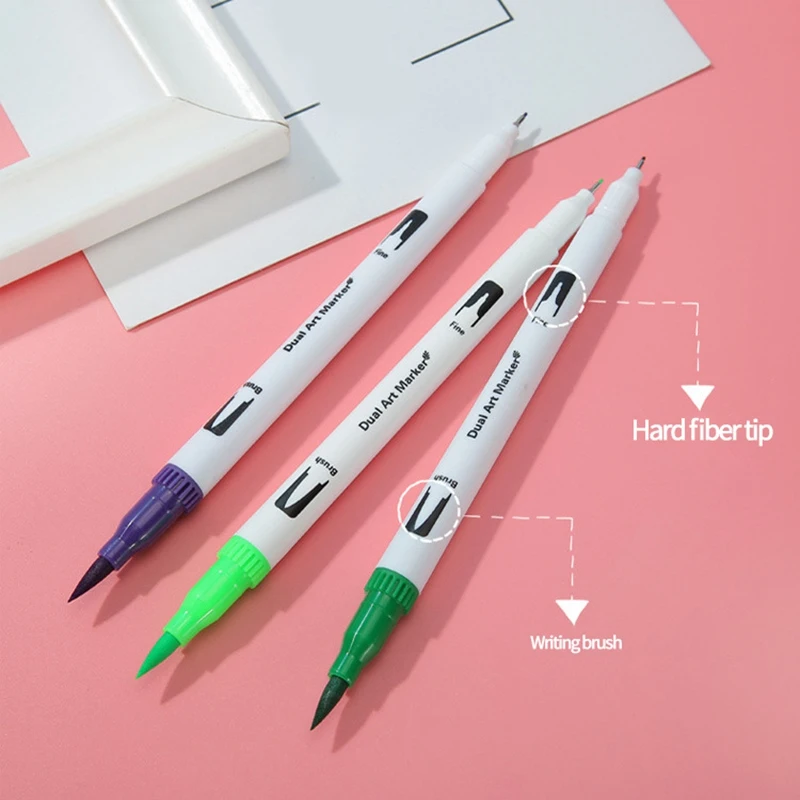

24 Colors Marker Liner Drawing Watercolor Marker Pens Twin Head Brush Pen Painting Art Supplies