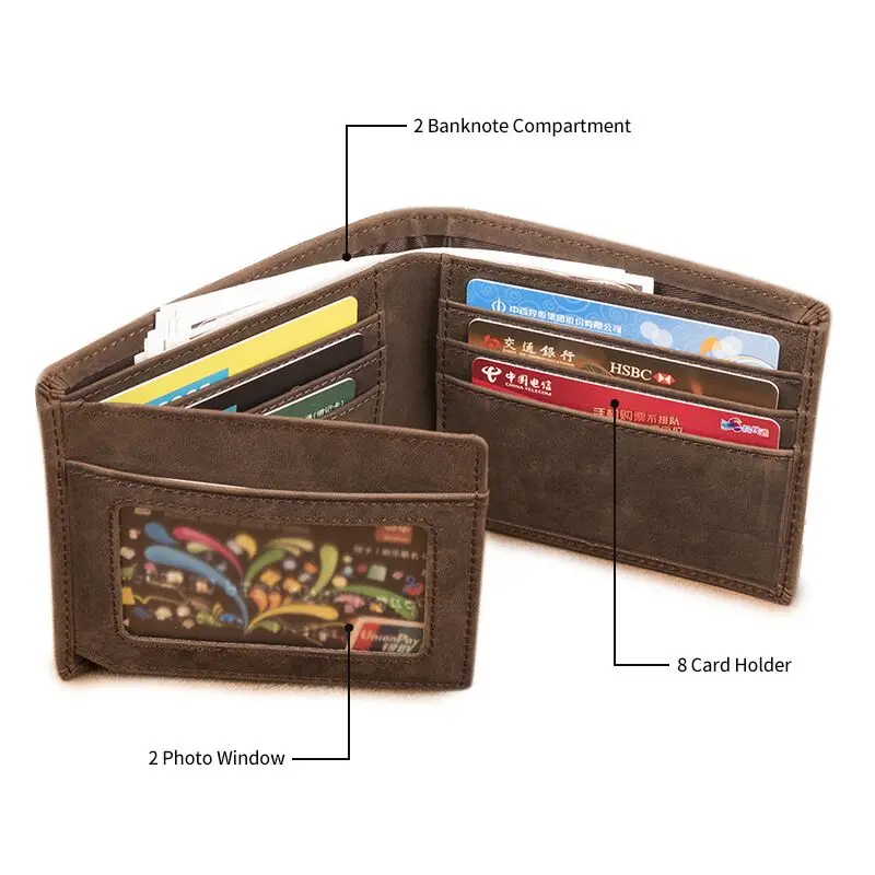 wallet Men Personalized Leather Short Slim Male Purses Money Clip Credit Card Bag Engraved Customize for Son groomsman gift