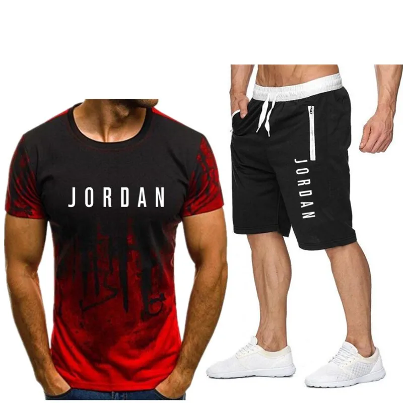 2020 Jordan мужской повседневный спортивный костюм с короткими рукавами мешковатые