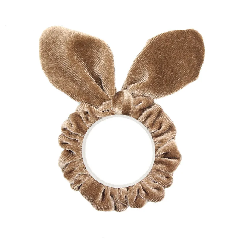 Rabbit khaki 1 шт. Элегантные Бархатные резинки чистого цвета для женщин и девочек базовые эластичные резинки для волос хвост зажим для волос аксессуары - Цвет: Rabbit khaki