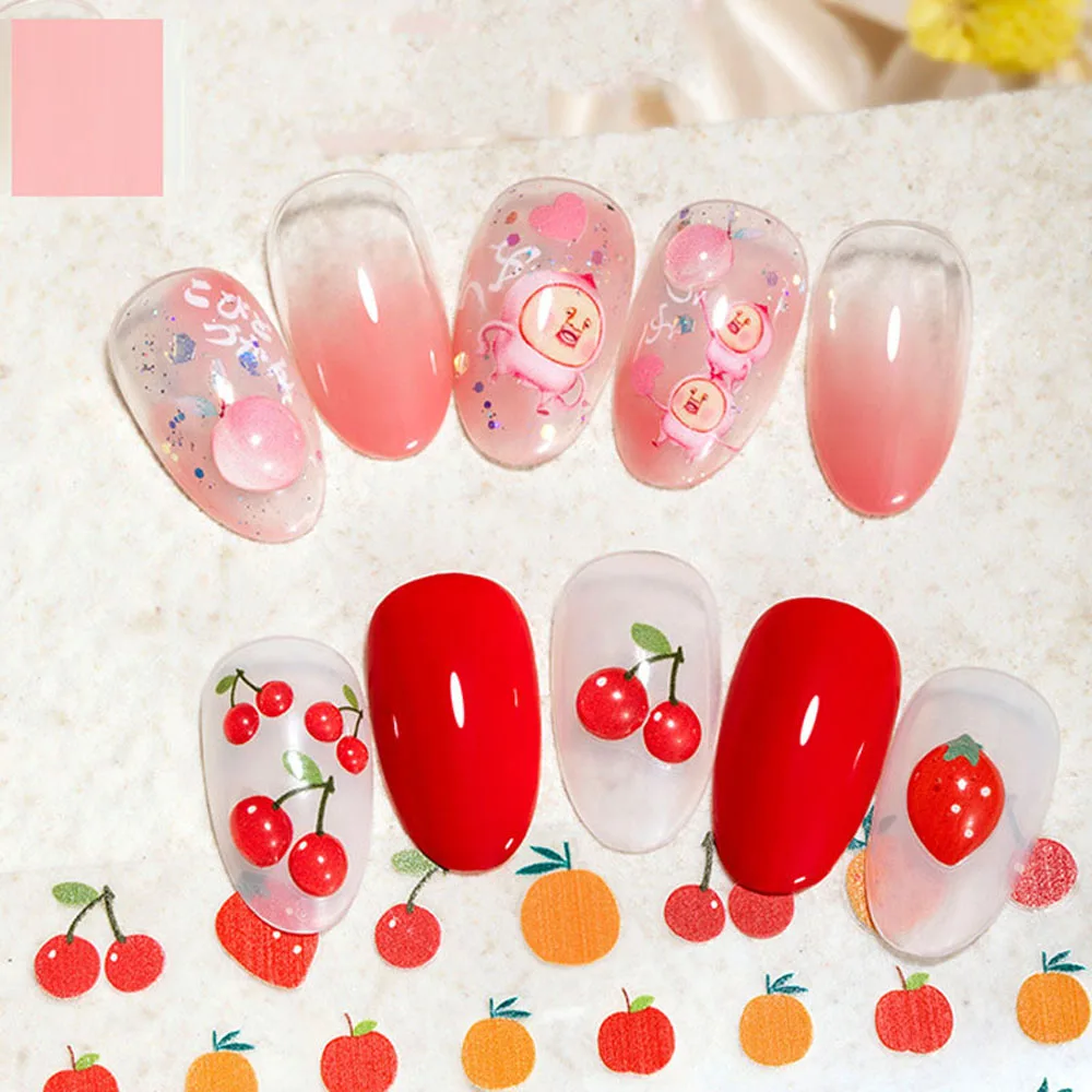 

Peach Nail Art Sticker 5D Embossed Cute Cherry Strawberry Orange Self-Adhesive Decal DIY Nail Art Decoration Accessories