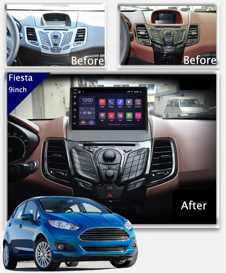 2G ram 32G rom 9 дюймов Android 8 1 Автомобильная dvd навигационная система для Ford Fiesta 2009 2017