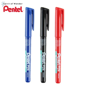 Перманентный маркер Pentel NMS50 с зеленой этикеткой, 1 мм, черныйсинийкрасный цвета