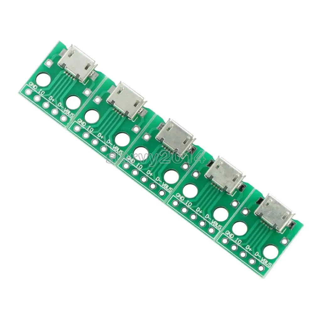 5 шт. Micro USB к DIP адаптер разъем модуль панель Женский 5-контактный Pinboard 2,54 мм Micro USB PCB