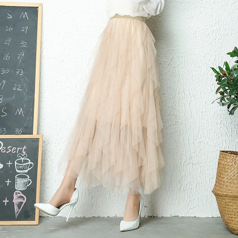 Женская длинная юбка в стиле бохо розовая пляжная с высокой талией и оборками