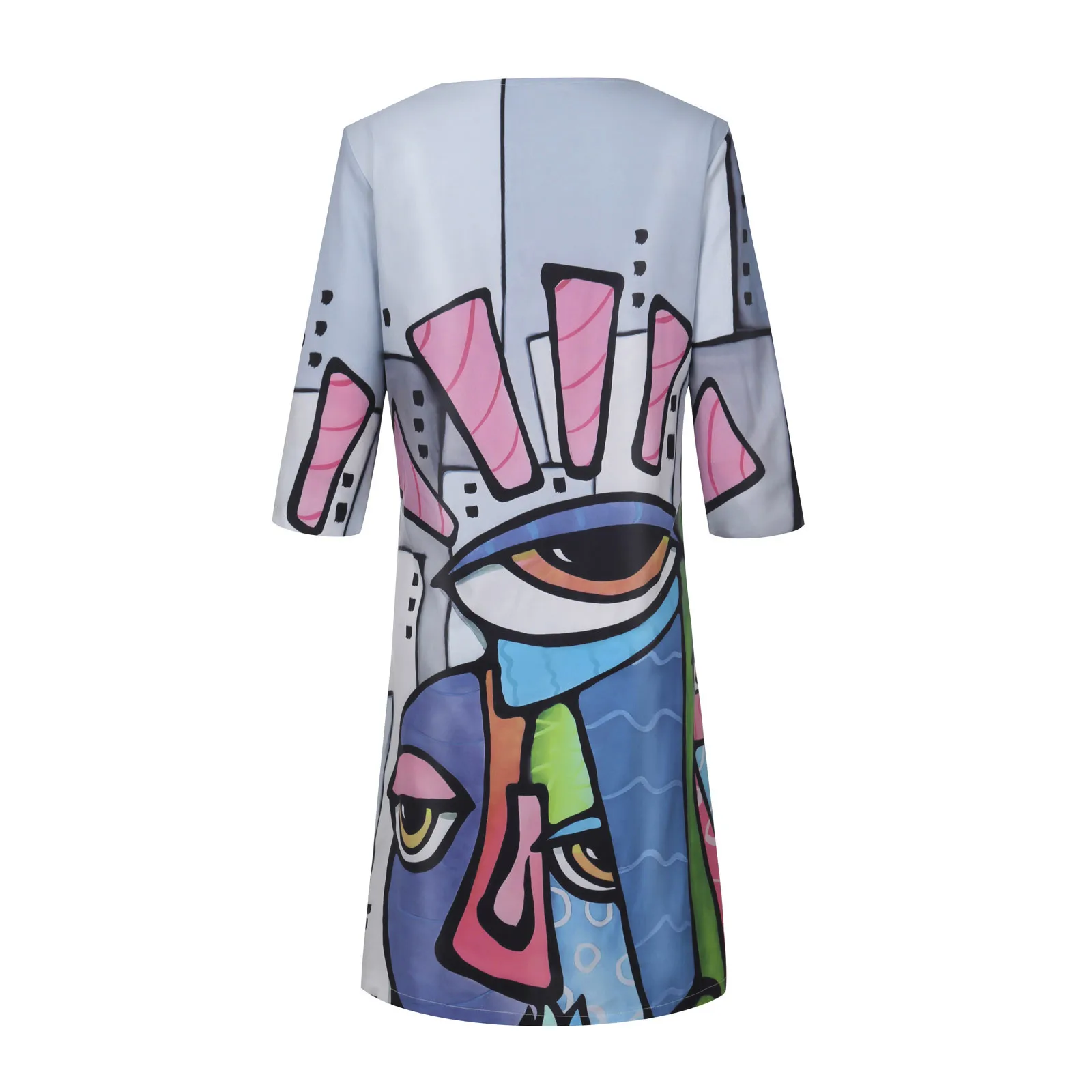 

Plus Size Dresses For Women Vintage Printing Half Sleeve Summer Dress Women 2021 New Fashion Loose Dress