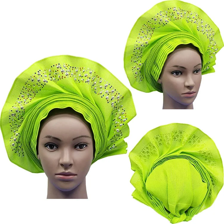 17 Африканский ASO OKE Gele головное украшение высокого качества нигерийский традиционный свадебное использование 013 Авто Gele - Цвет: 17
