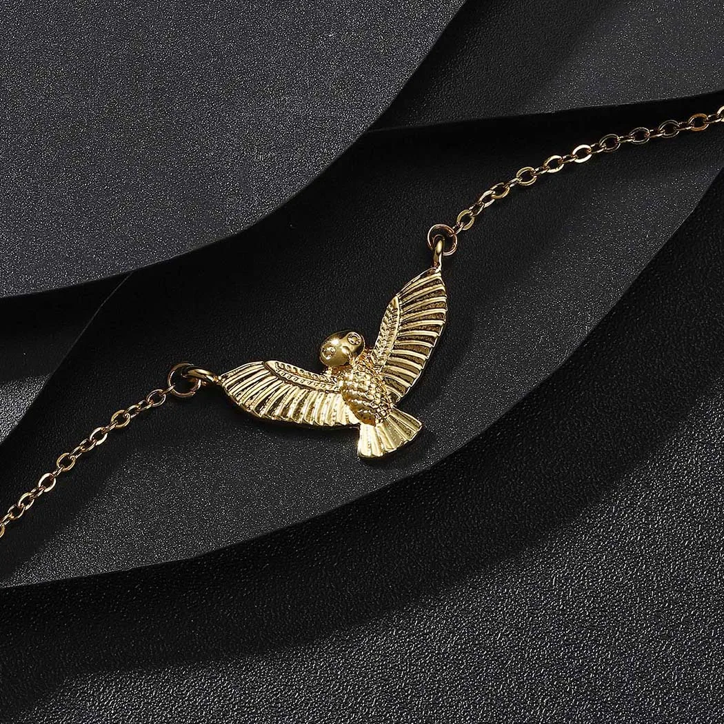 

Kinitial Stainless Steel Owl Bracelets for Women Simple Cuff Adjustable Chain Jewelry Earth Day Gifts Christmas Animal Bracelet