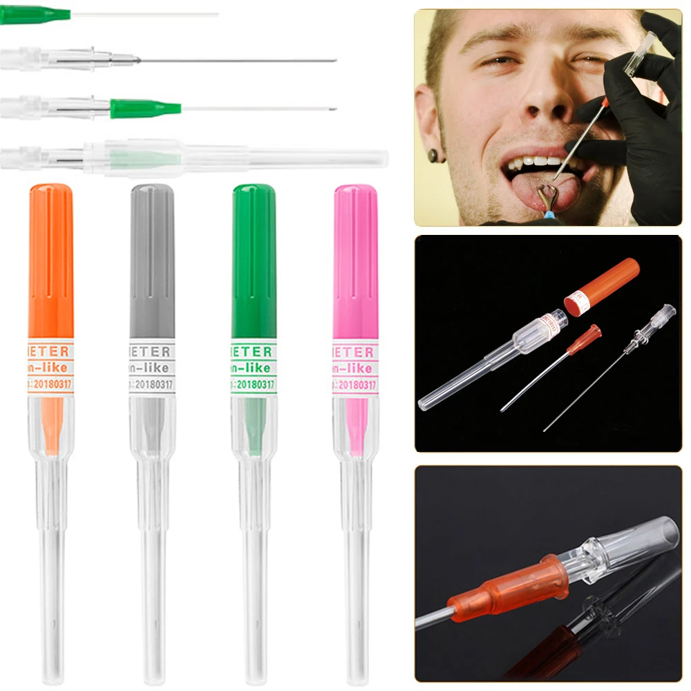 50PCS/Lot Surgical Steel Catheter Piercing Needles Supply Sterilized Body Tattoo Needles 14g 16g 18g 20g Body Piercing Jewelry
