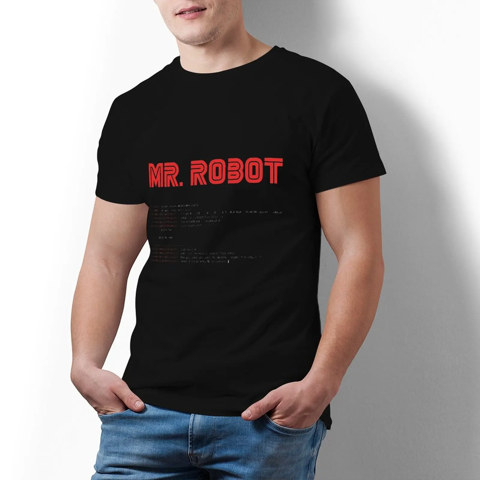 

Mr Robot T-Shirt Basic Fun 100 Percent Cotton T Shirt Print Short-Sleeve Tee Shirt Men 5xl