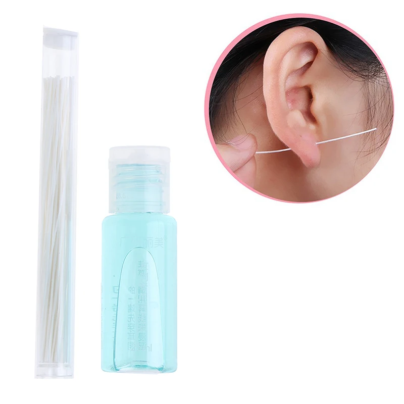 70Pcs Pierced Ear Cleaning Herb Solution Paper Floss 25ml Earrings Hole Cleaner | Wax Tools