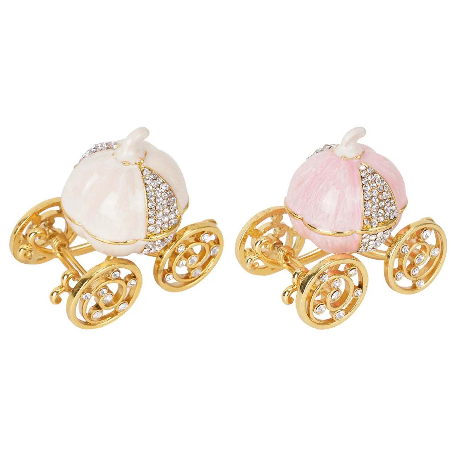 

Enameled Cinderella Pumpkin Carriage Decorative Jewelry Trinket Box for Wedding Family