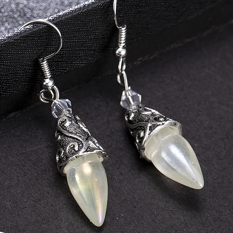 Модные женские элегантные серьги капли с белым огненным опалом висячие ушками
