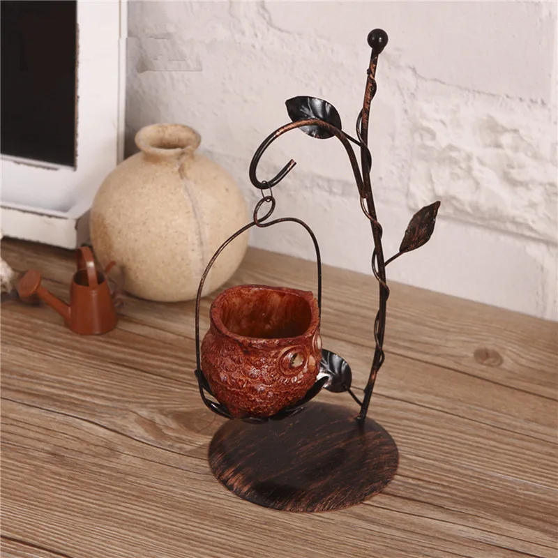 

Household Owl-Shaped Candlestick Desktop Decor for Living Room BedroomMetal Candle Holder,Black Golden