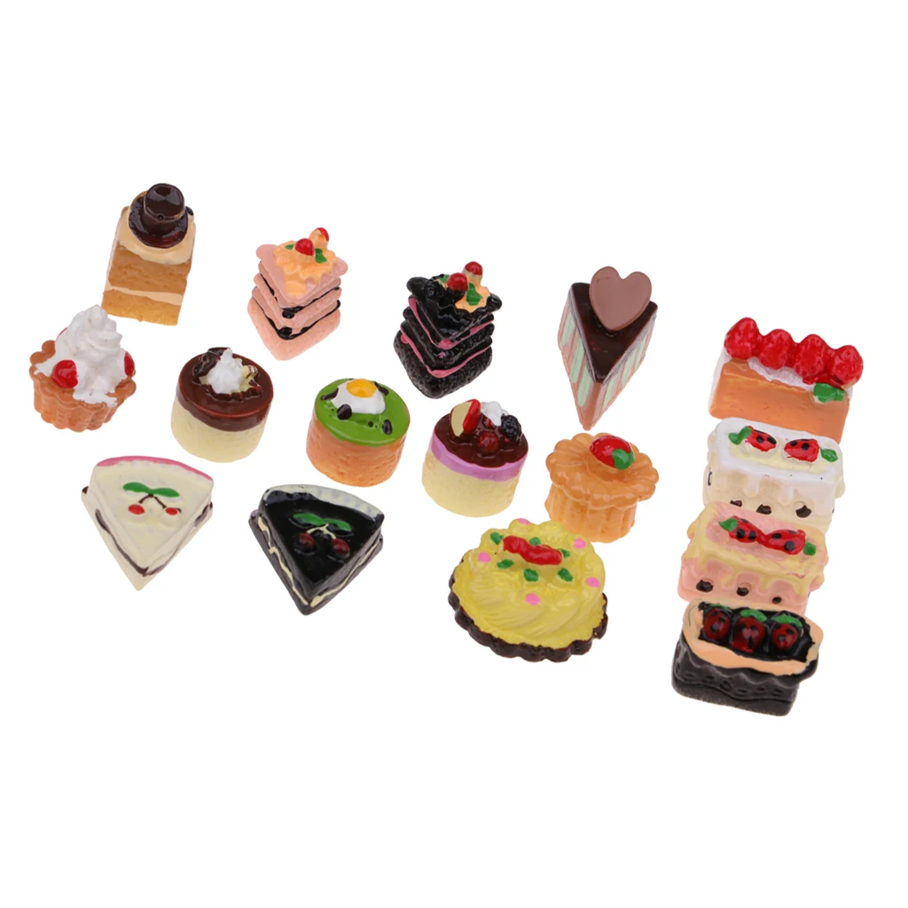 16 шт. миниатюрная кухонная пищевая Смола кремовая модель торта для кукольного