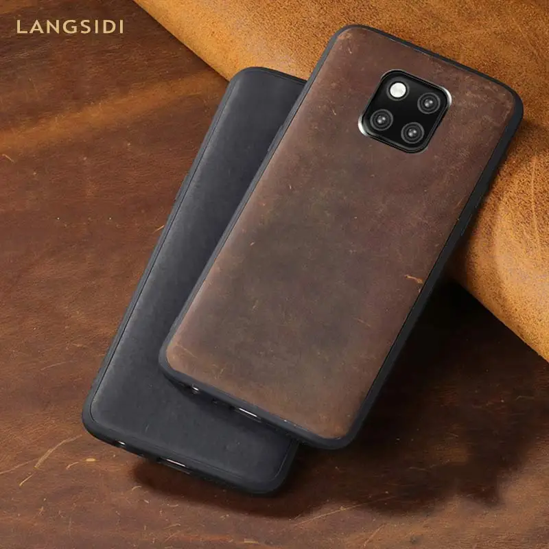 Retro Leather phone case for Huawei mate 20 10 Lite 9 pro Genuine leather fundas huawei y9 2019 y7 honor 20pro | Мобильные телефоны