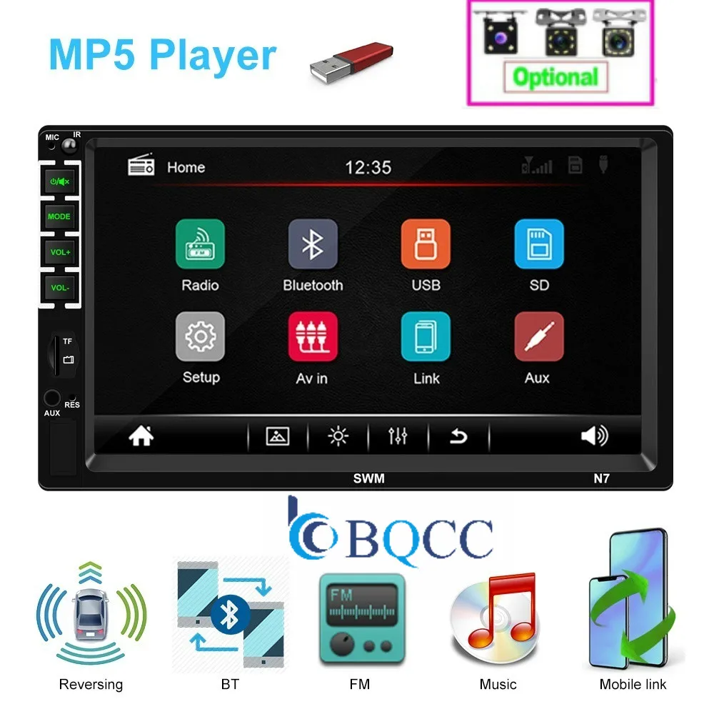 Автомагнитола 2 Din 7 дюймов сенсорный экран HD автомобильное стерео радио Bluetooth