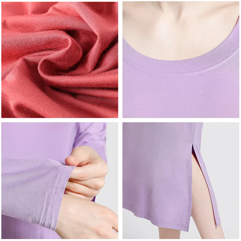 

Spring Summer Fall Modal Women's Sleep Lounge Night Skirt Lingerie Loose Solid Color Long Sleeve Nightgowns Sleepshirts