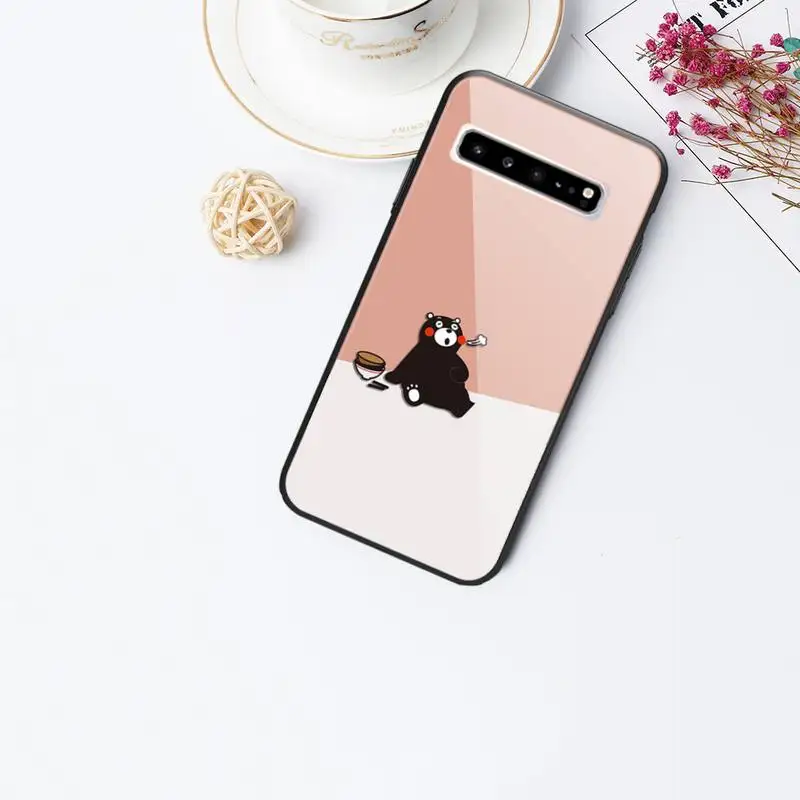 

Fashion Kumamon Bear Glass Phone Case For Samsung Galaxy S20 Ultra S10 S9 S8 S7 Plus Edge S10 E(lite) Note 8 9 10 Pro Cover