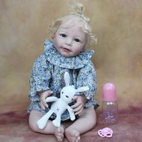 55 cm soft silicone reborn baby doll toys rooted blonde hair lifelike cloth body realistic 22 inch princess toddler bebe