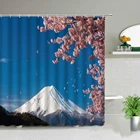 Живописный японский пейзаж тема занавеска для душа s башня искусственный пейзаж цветок вишни занавеска для ванной комплект декора