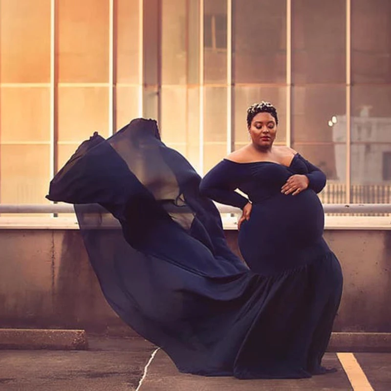 Платье женское с открытыми плечами для беременных приталенное элегантное платье