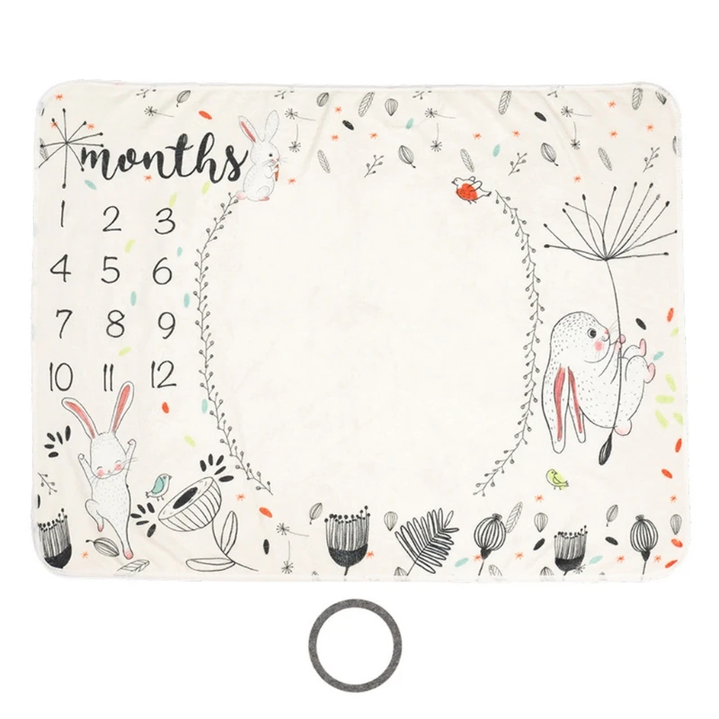 

Baby Monthly Record Growth Milestone Blanket Newborn Photography Props Accessories Cartoon Printing Background