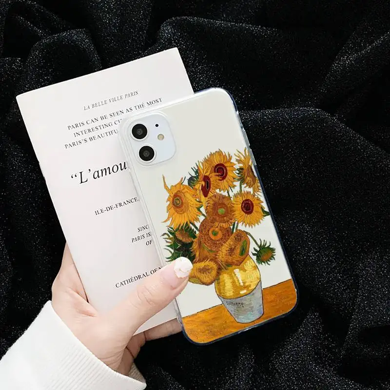 

Art Aesthetic Vincent Van Gogh Starry Night Phone Case Transparent for iPhone 6 7 8 11 12 s mini pro X XS XR MAX Plus