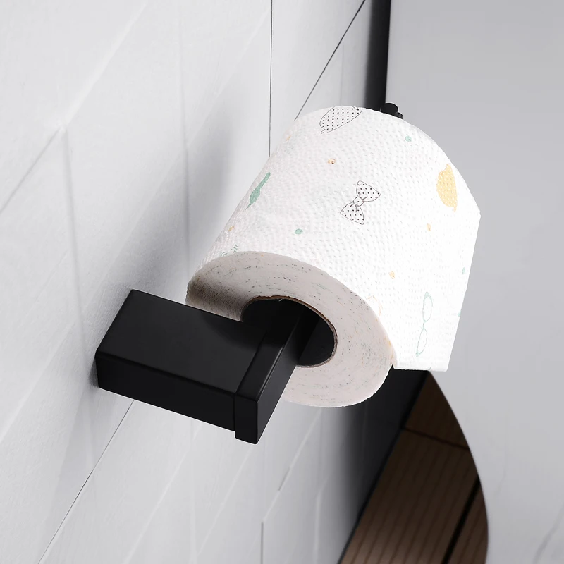 Матовые черные стальные настенные аксессуары для ванной комнаты включая