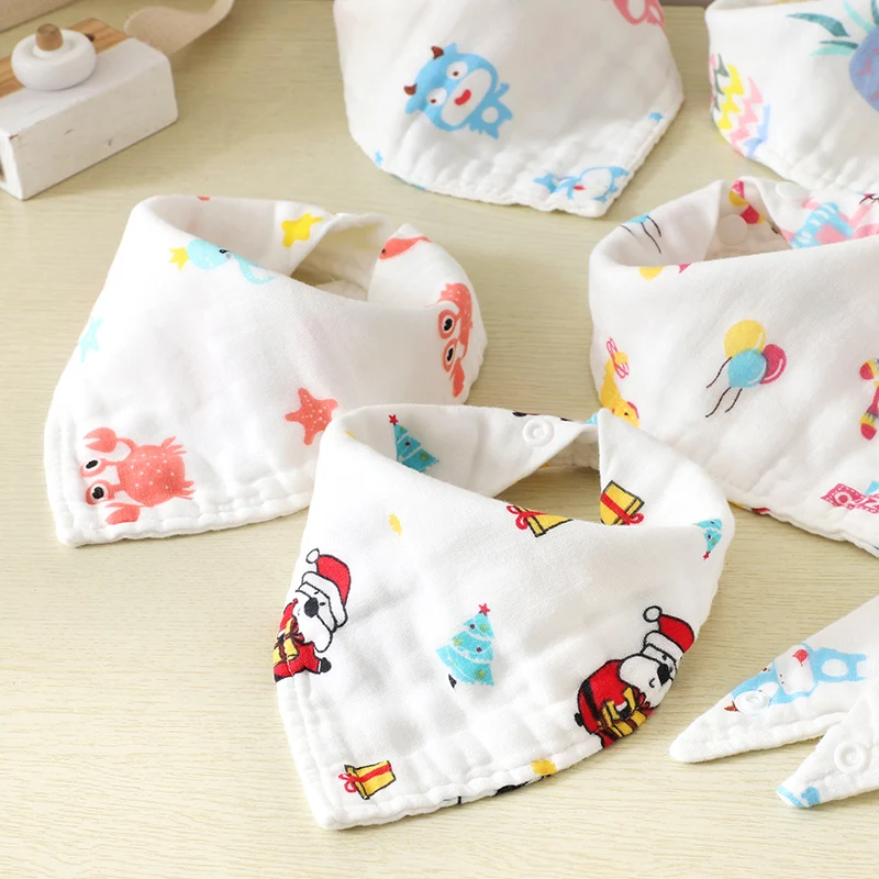 5pcs/lot Cotton Muslin Baby babador bandana bibs for babies Scarf boys Girls baby bib burp Cloths Bibs Feeding | Детская одежда и