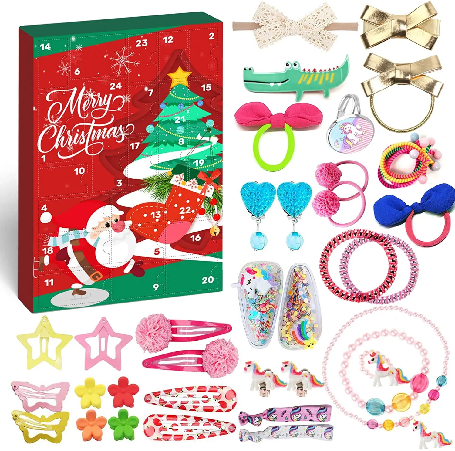 Рождественский календарь ювелирные украшения для волос аксессуары 2020 девочек 24
